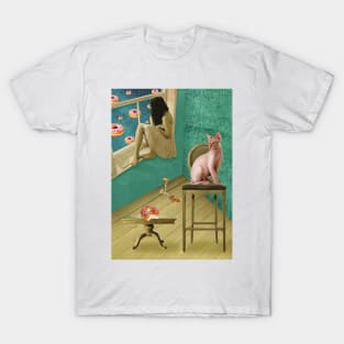 Girl and Sphynx Cat T-Shirt